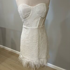 Lace & Feather Mini Dress